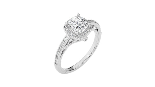 Aura Vintage Diamond Halo Engagement Ring