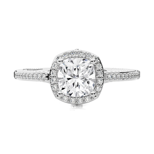 Aura Vintage Diamond Halo Engagement Ring