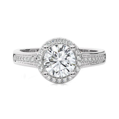 Floral Bouquet Halo and Bazel Diamond Engagement Ring
