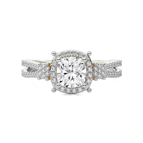 Collette Classic Bazel and Halo Diamond Engagement Ring