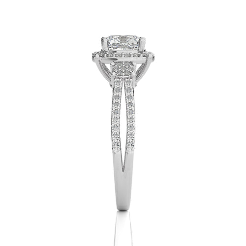 Collette Classic Bazel and Halo Diamond Engagement Ring
