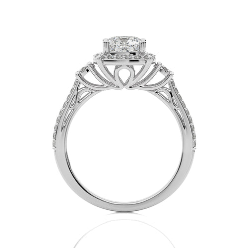 Collette Classic Bazel and Halo Diamond Engagement Ring