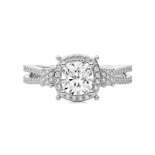 Collette Classic Bazel and Halo Diamond Engagement Ring