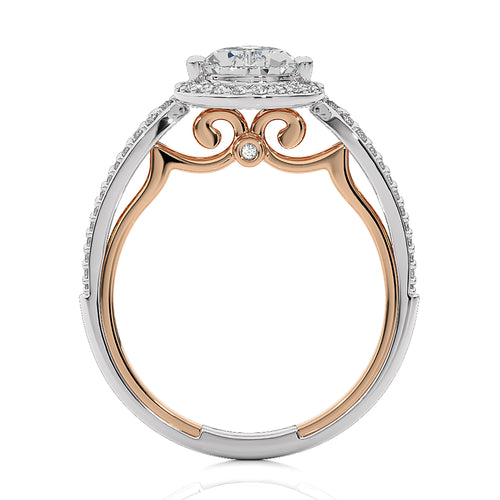 Vintage Style Bazel and Halo Diamond Engagement Ring