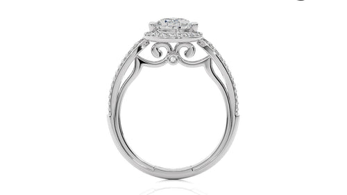 Vintage Style Bazel and Halo Diamond Engagement Ring