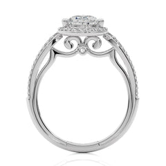 Vintage Style Bazel and Halo Diamond Engagement Ring