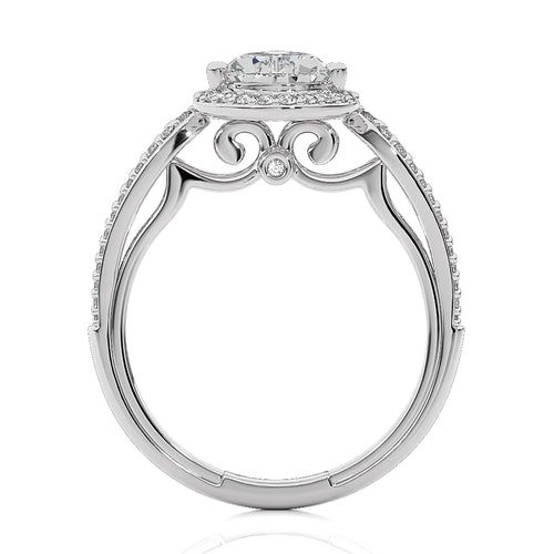 Vintage Style Bazel and Halo Diamond Engagement Ring