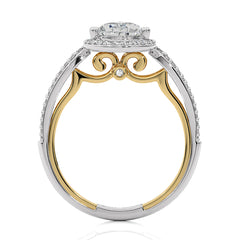 Vintage Style Bazel and Halo Diamond Engagement Ring