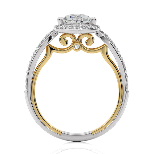 Vintage Style Bazel and Halo Diamond Engagement Ring