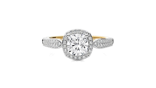 Vintage Style Bazel and Halo Diamond Engagement Ring