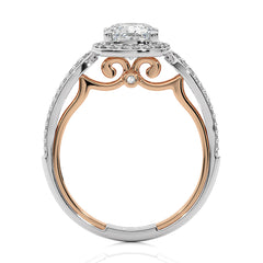 Vintage Style Bazel and Halo Diamond Engagement Ring