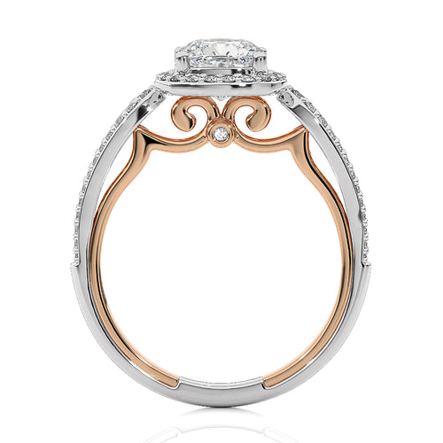 Vintage Style Bazel and Halo Diamond Engagement Ring