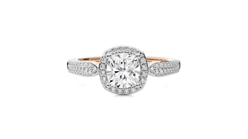 Vintage Style Bazel and Halo Diamond Engagement Ring
