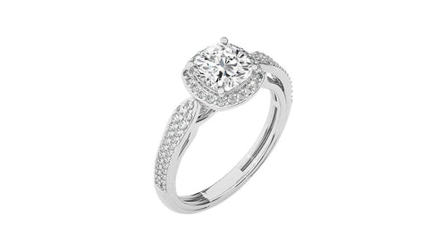 Vintage Style Bazel and Halo Diamond Engagement Ring