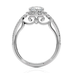 Vintage Style Bazel and Halo Diamond Engagement Ring
