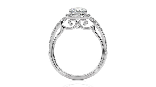 Vintage Style Bazel and Halo Diamond Engagement Ring