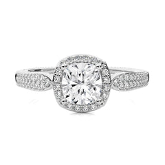 Vintage Style Bazel and Halo Diamond Engagement Ring