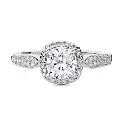 Vintage Style Bazel and Halo Diamond Engagement Ring