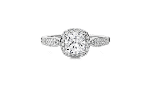 Vintage Style Bazel and Halo Diamond Engagement Ring