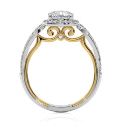 Vintage Style Bazel and Halo Diamond Engagement Ring