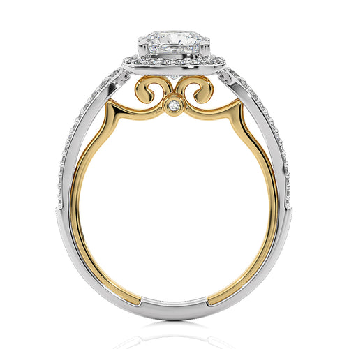 Vintage Style Bazel and Halo Diamond Engagement Ring