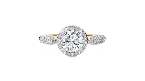Vintage Style Bazel and Halo Diamond Engagement Ring