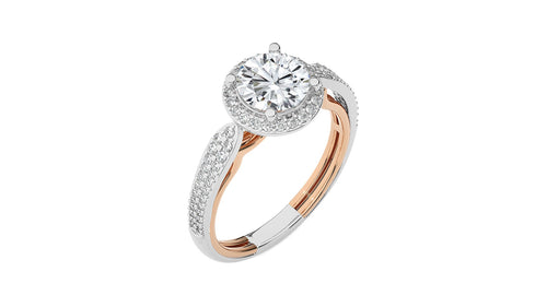Vintage Style Bazel and Halo Diamond Engagement Ring