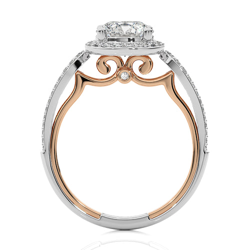 Vintage Style Bazel and Halo Diamond Engagement Ring