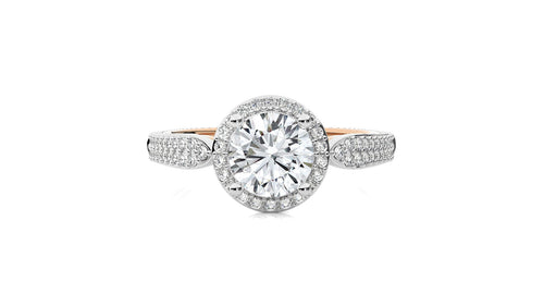 Vintage Style Bazel and Halo Diamond Engagement Ring
