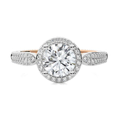 Vintage Style Bazel and Halo Diamond Engagement Ring