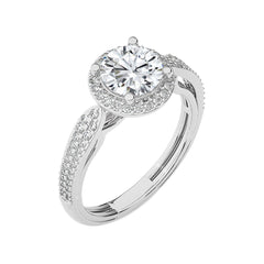 Vintage Style Bazel and Halo Diamond Engagement Ring