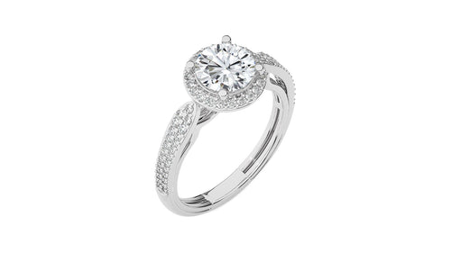Vintage Style Bazel and Halo Diamond Engagement Ring