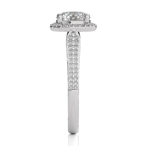 Vintage Style Bazel and Halo Diamond Engagement Ring