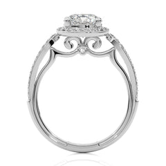 Vintage Style Bazel and Halo Diamond Engagement Ring