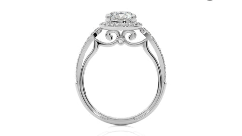 Vintage Style Bazel and Halo Diamond Engagement Ring