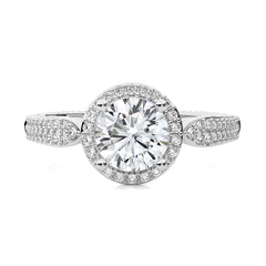 Vintage Style Bazel and Halo Diamond Engagement Ring