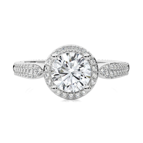 Vintage Style Bazel and Halo Diamond Engagement Ring
