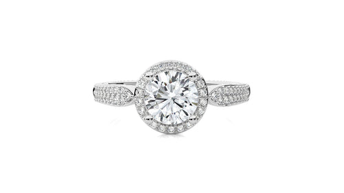Vintage Style Bazel and Halo Diamond Engagement Ring