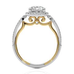 Vintage Style Bazel and Halo Diamond Engagement Ring