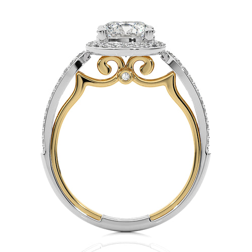 Vintage Style Bazel and Halo Diamond Engagement Ring