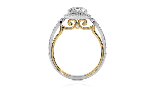 Vintage Style Bazel and Halo Diamond Engagement Ring