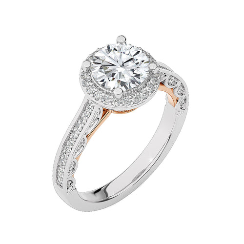 Petite Halo and Bazel Style Diamond Engagement Ring