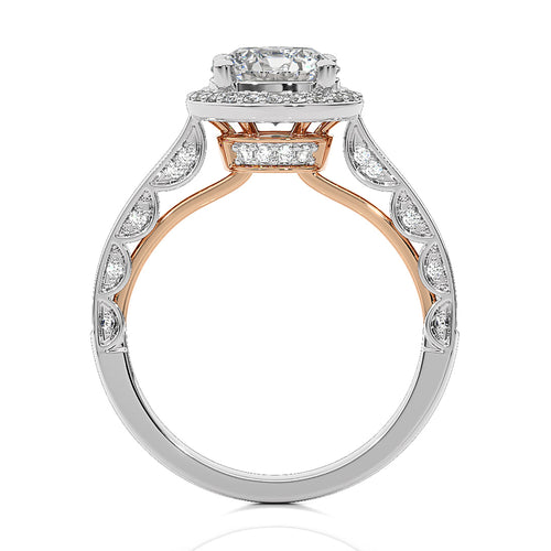 Petite Halo and Bazel Style Diamond Engagement Ring