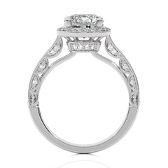 Petite Halo and Bazel Style Diamond Engagement Ring