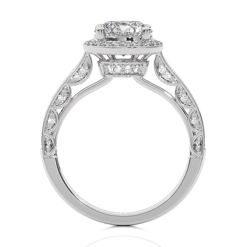 Petite Halo and Bazel Style Diamond Engagement Ring