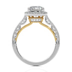 Petite Halo and Bazel Style Diamond Engagement Ring