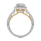 Petite Halo and Bazel Style Diamond Engagement Ring