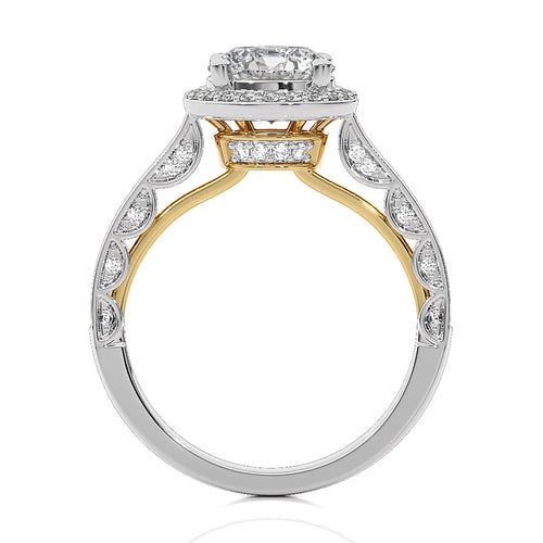 Petite Halo and Bazel Style Diamond Engagement Ring