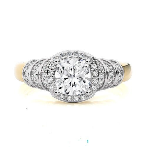 Designer Frill Diamond Halo Engagement Band Ring