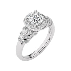 Designer Frill Diamond Halo Engagement Band Ring